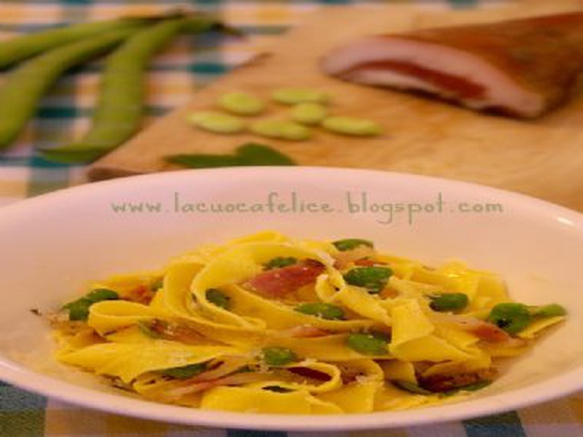 Pappardelle Guanciale,fave,pecorino E Menta